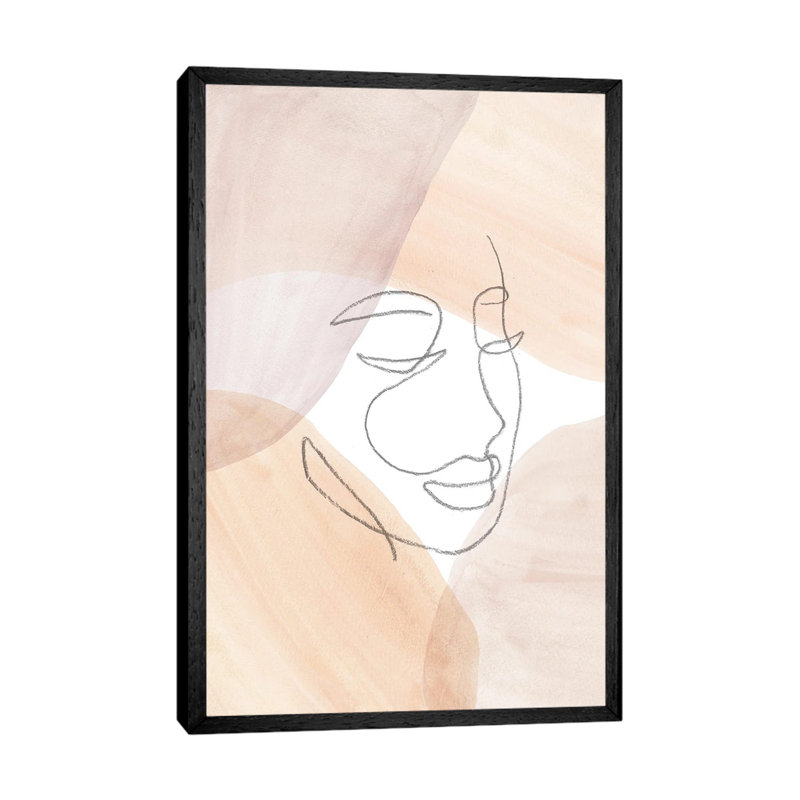 Line Art Face by Whales Way - Print on Canvas, 101.6cm H x 66.04cm W x 3.81cm D, Black Framed