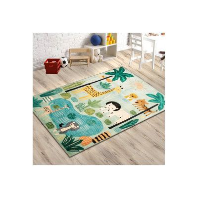 Washable Dido Collection Kids Rug Giraffe Tree Patterned Modern Decorative Area Rug