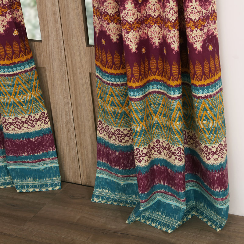 Southwest Tribal Multicolor Polyester Light-Filtering Tab Top Window Panels