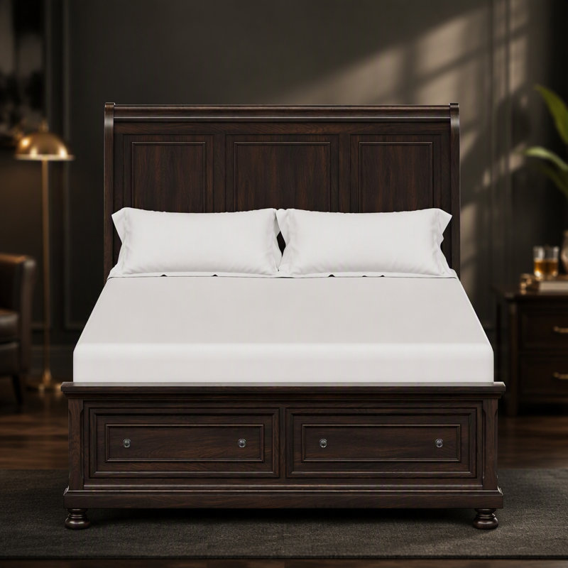 Dark Cherry King Storage Bed