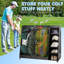 Support de rangement pour sac de golf en bois avec 3 compartiments, 5 tablettes, pouvant contenir 2 sacs et 14+ clubs-1414770007