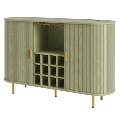 Nashlly Cabinet with LED Lights and Wine Glass Storage