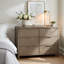 Commode large Dely, 6 tiroirs, poignées à bords chromés, gris rustique moderne