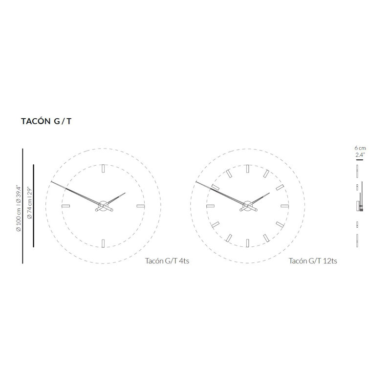 Horloge murale Tacon, Acier graphite