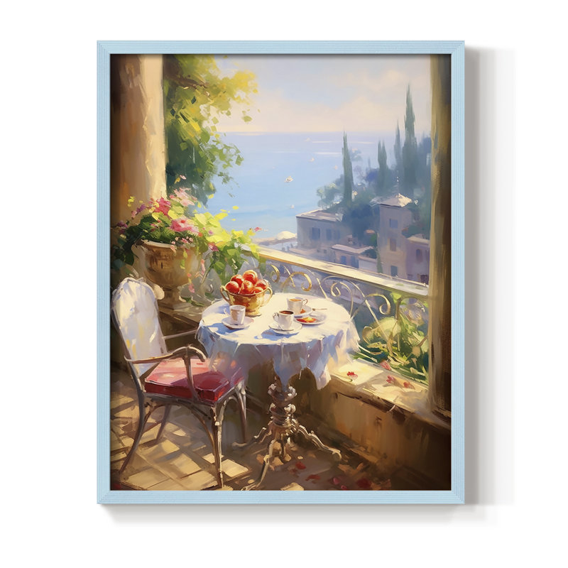 Reproduction encadrée FLORAL Series DCCXLII - bois massif, H 21 po x l 17 po, Bleu