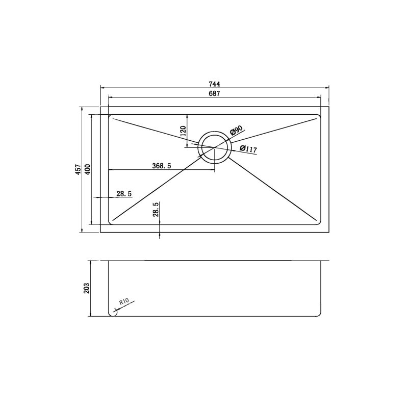 Évier carré en acier inoxydable encastrable 30 po x 18 po ONEX®