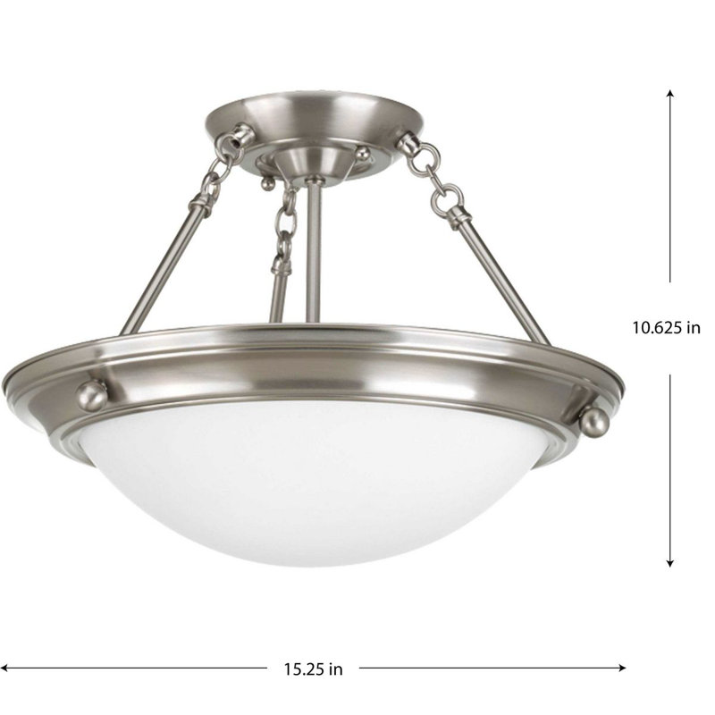 Plafonnier semi-encastré unique à 2 lumières 16 po Tod, Ampoule à culot moyen, 100 W
