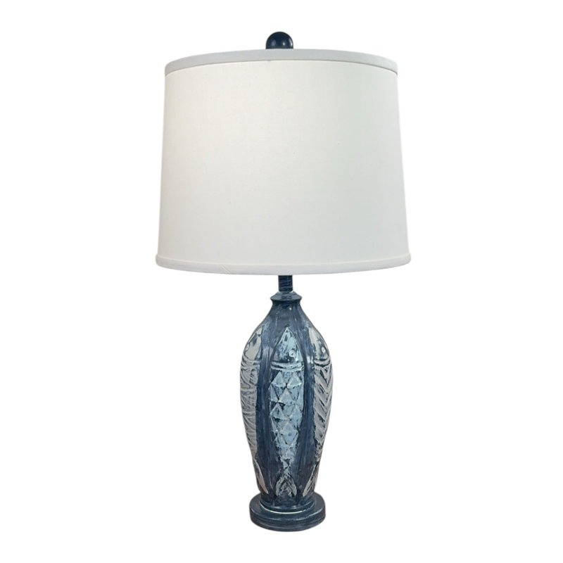 DISTRESSED NAUTICAL MULTI FISH TABLE LAMP, Navy