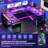 79" U-Shaped Computer Desk, Power Outlets & LED Lights with Monitor Stand for Home Office-391124944