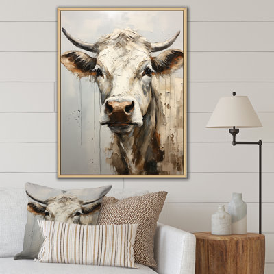 Minimalisme, portrait de vache beige I sur toile