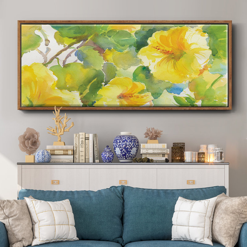Citron Hibiscus II - toile encadrée, H 24 po x l 60 po