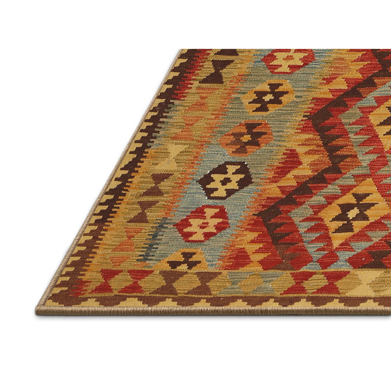 Tapis gris/rouge/crème contemporaine, Rectangle 2 pi x 4 pi
