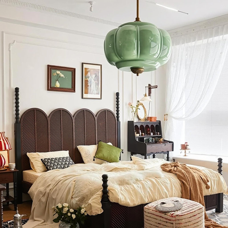 Lanterne suspendue rétro 1 lumière 14,96 po, Vert