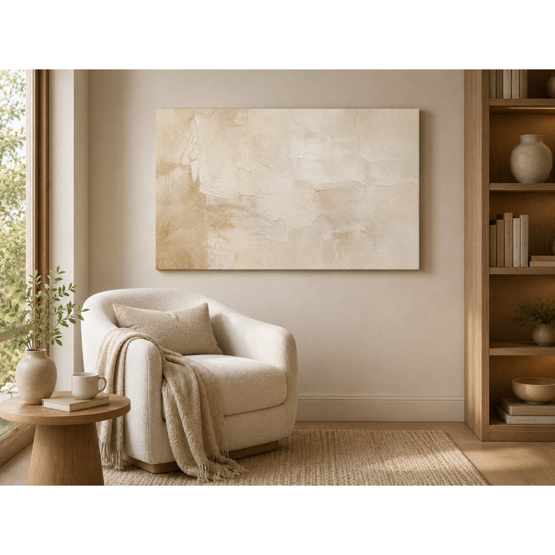 «Soft Ivory Drift», reproduction d'art numérique abstraite sur toile tendue, 30"H x 40"W x 1.5"D