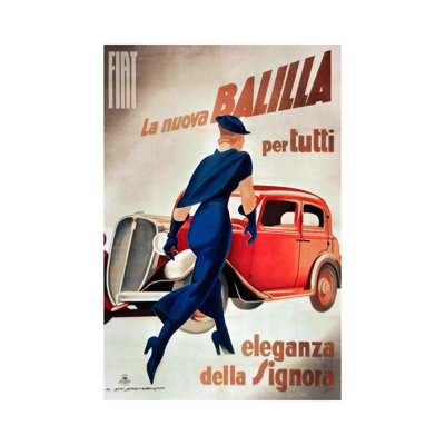 Fiat Balilla Vintage Automobile Advertisement 1 Piece Wrapped Canvas Wall Art