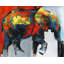 Abstract Colourful Elephant in Motion - Red Bedroom Print-709520027
