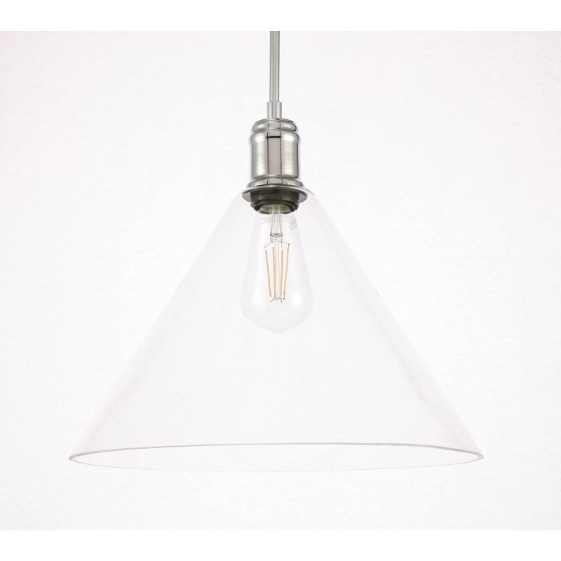 Luminaire suspendu conique à 1 lumière Sturm, Chrome, H 12,6 po x l 13,75 po x p 13,75 po