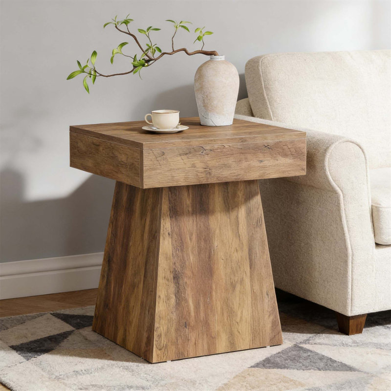 Table d'appoint silhouette de champignon d'inspiration naturelle, finition rustique, base stable, polyvalente pour les espaces modernes