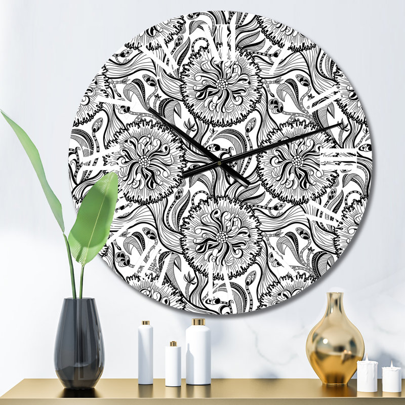 Monochrome Shapes III - Patterned Wall Clock, Small