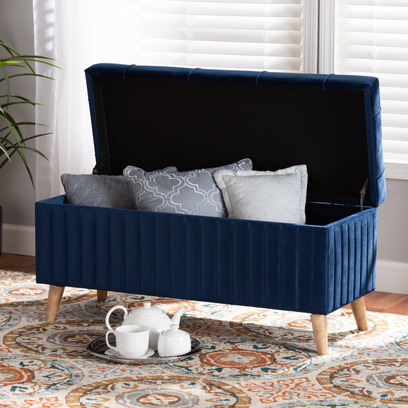 Velvet Ottoman, Navy Blue Velvet