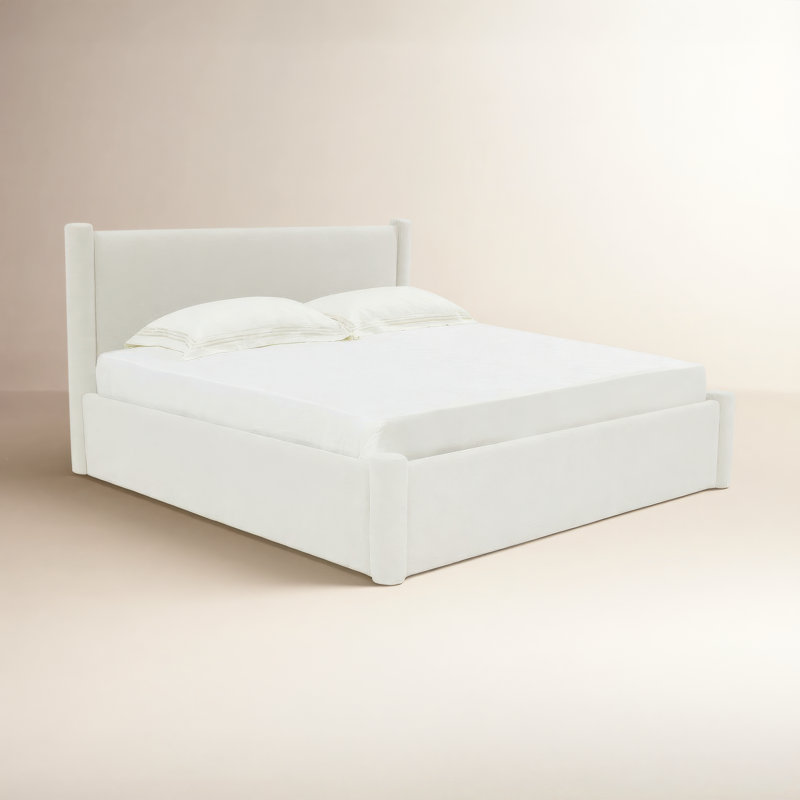 Dart Upholstered Bed, Queen, White