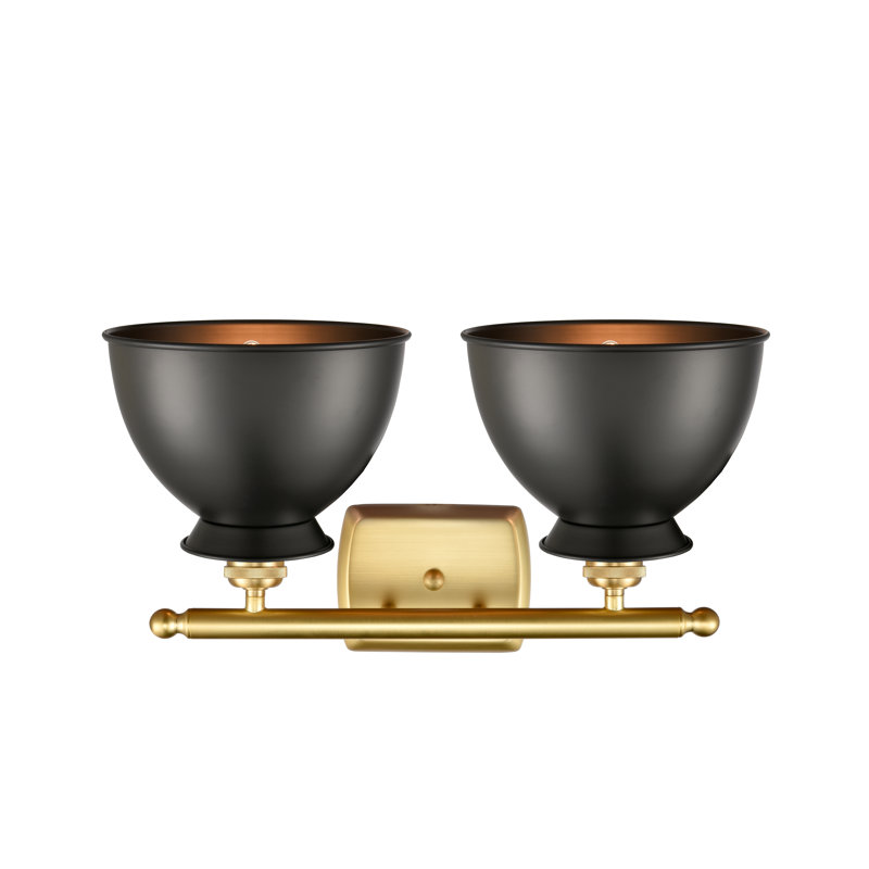 Éclairage pour meuble-lavabo à 2 lumières à intensité variable Arev, Ampoule DEL 6 watts Vinage, Noir mat, Or satiné
