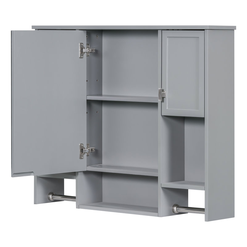 Armoire à pharmacie murale avec miroir et barre à serviettes 35 po x 28 po Aisling, Gris