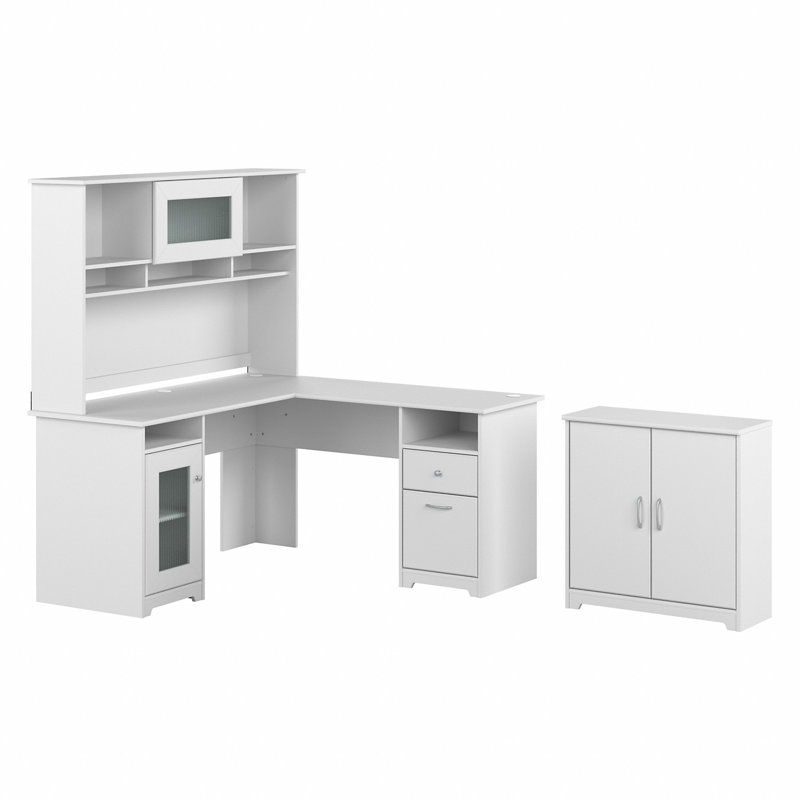 Shelonda 3 Piece Computer Desk Office Set, White