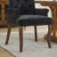Élégante chaise de salle à manger rembourrée en chenille avec pieds en bois courbés et conception capitonnée, parfaite pour le confort et le style dans n'importe quelle pièce-134683114-134683115