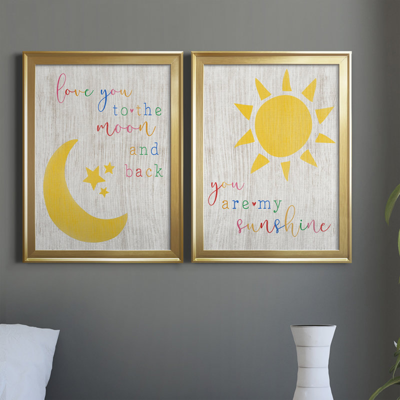 To To Moon and Back, reproduction encadrée de qualité supérieure - prête à être accrochée, Or, H 22,5 po x l 61 po x P 1,5 po