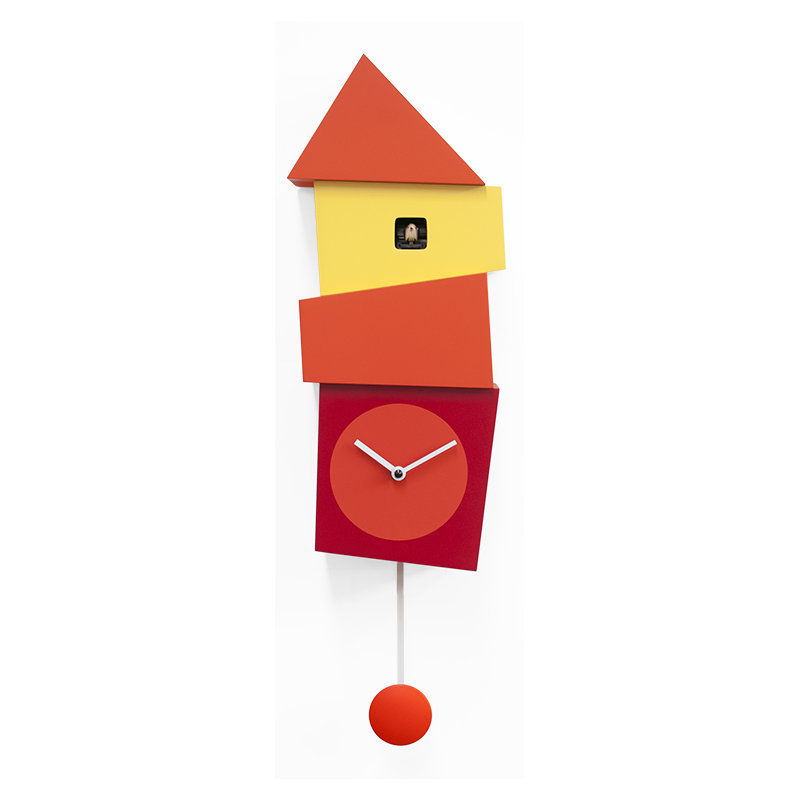 Hillsg Wood Wall Clock, Orange / Red