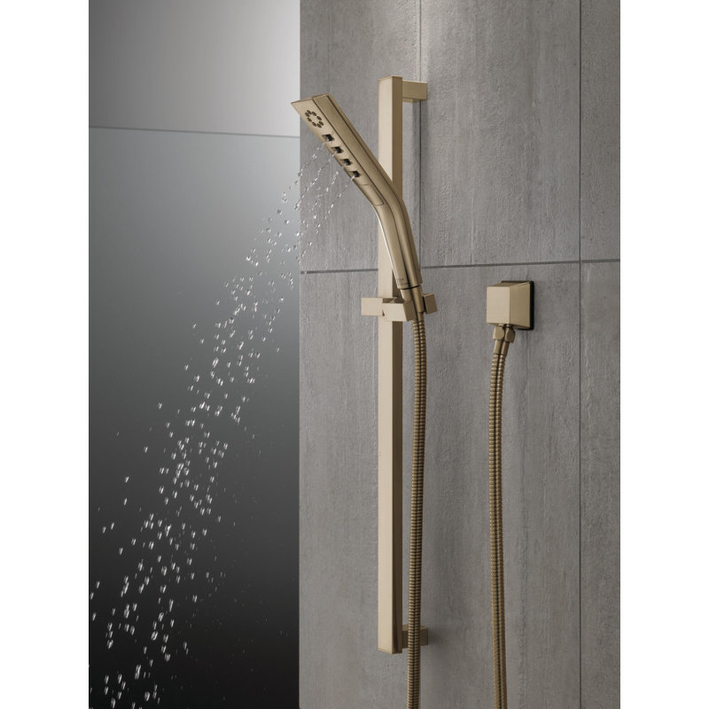 Pivotal H2Okinetic Hand Shower with Slide Bar, 3-Spray Handheld Shower Head, Slide Bar Hand Shower, Champagne Bronze