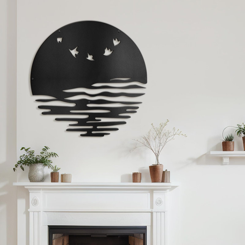 Oiseaux minimaliste moderne abstrait sculpture décorative murale décoration murale suspendue, H 30 po x l 30 po x P 0,05 po
