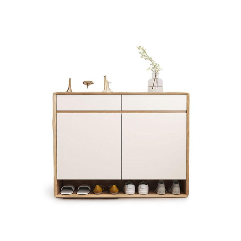 Solid Wood Shoe Cabinet One Household 15 Pair Shoe Storage Cabinet