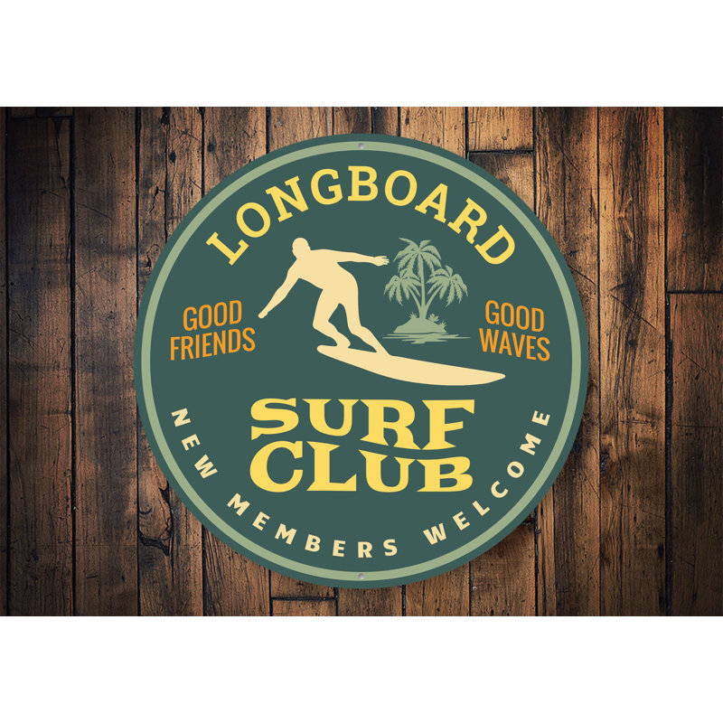 Panneau en aluminium Longboard Surfing, H 12 po x l 12 po x P 0,04 po