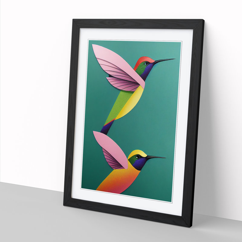 Lenisha Hummingbird Art Vol.3 - Picture Frame Print, Black, 46cm H x 34cm W
