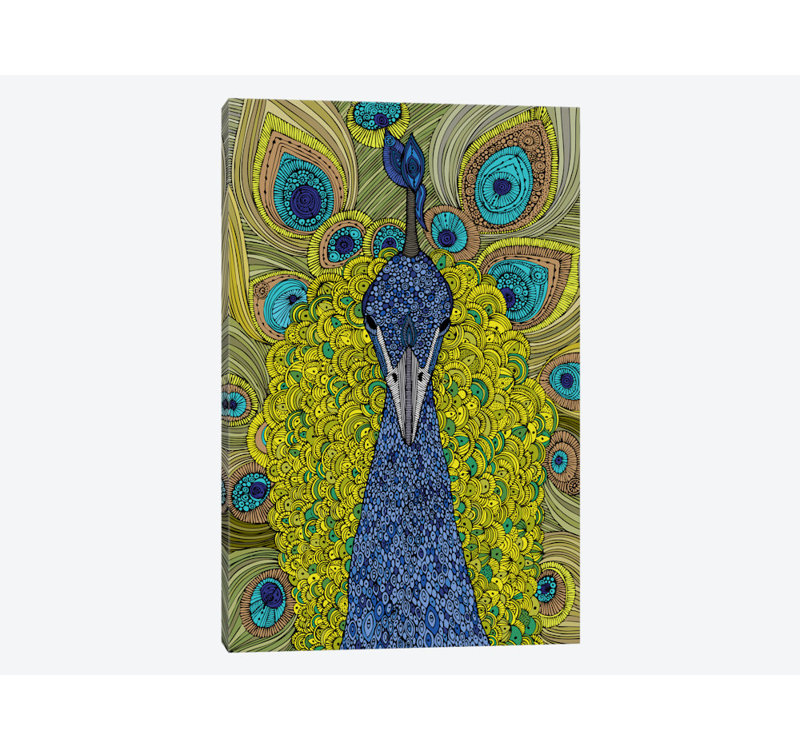 The peacock, impression sur toile tendue, H 26 po x l 18 po x P 1,5 po, Toile avec cadre noir