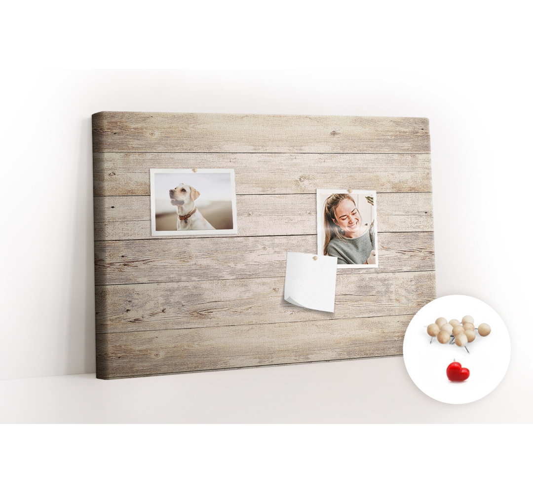 Wall Mounted bulletin board print decorative wall message pin boards home office corkboard Wood planks