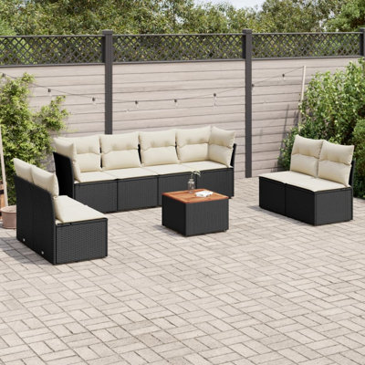 Ensemble de canapé de jardin noir pour l'extérieur