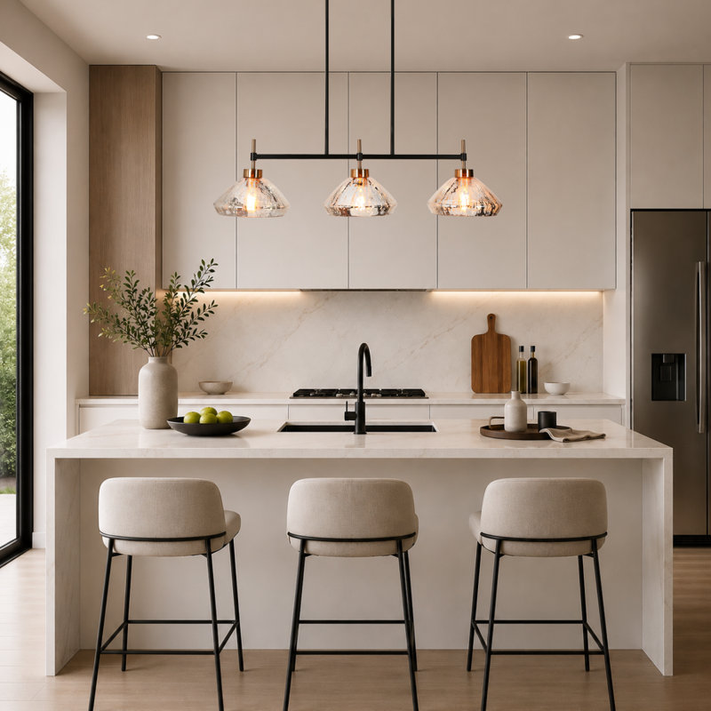 Brinson 3 - Light Silver Mercury Glass Kitchen Island Linear Pendant