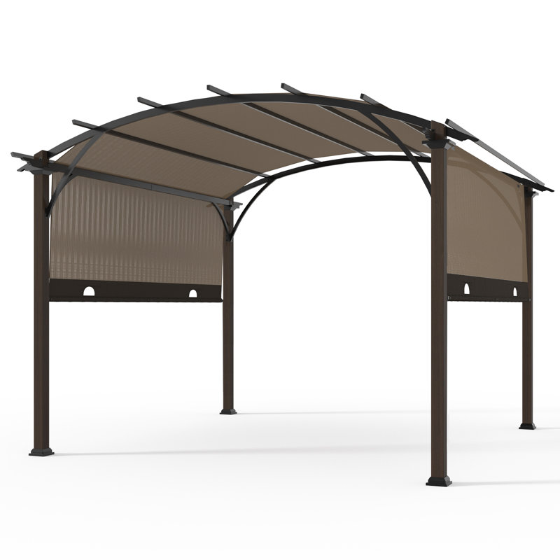 11,4 pi L 11,4 pi. Pergola en aluminium avec auvent, Brun