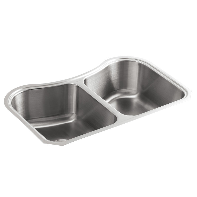 Évier de cuisine à double cuve égale l 31-5/8 po x l 19-9/16 po x p 8 po staccato, Bols 60/40