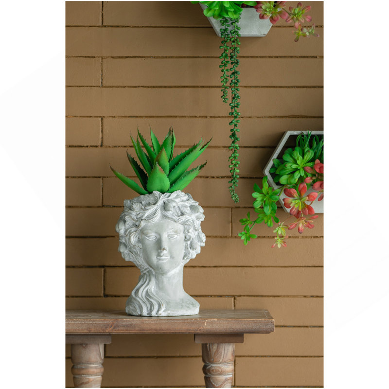Pot de fleurs mural en ciment pour l'intérieur et l'extérieur du jardin, 8 po x 9 po x 11,5 po