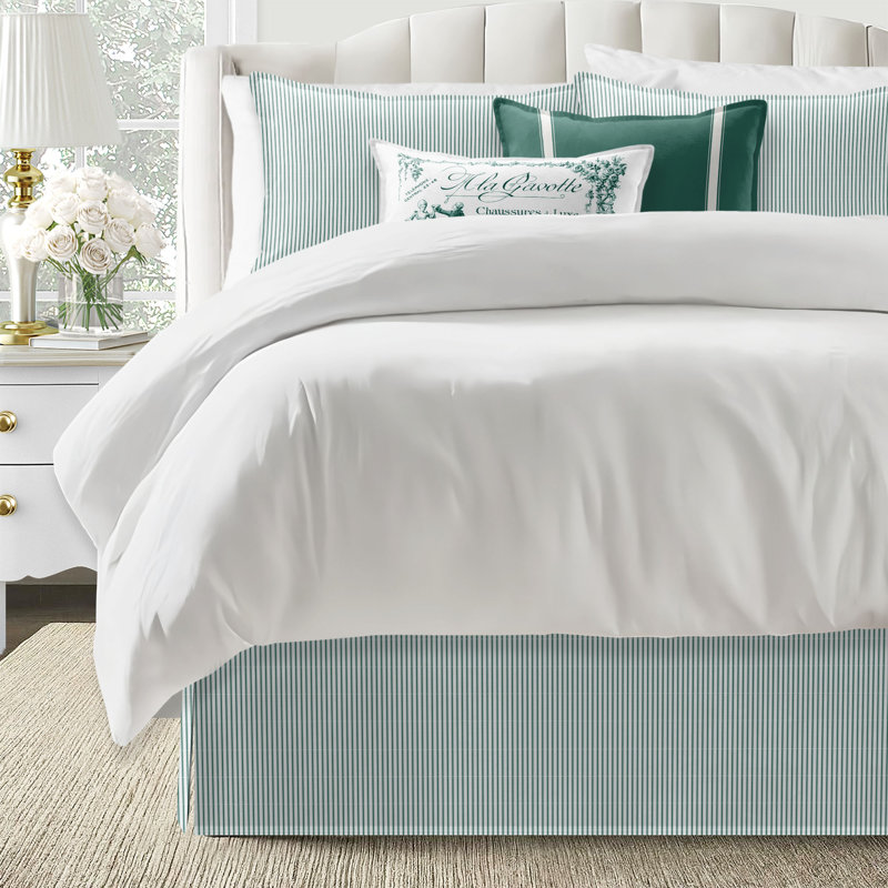 Evergreen Cotton Twin Bed Skirt with Split Corners