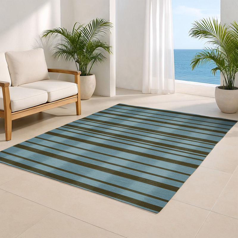 Tapis intérieur / extérieur gris HorizontalStripes, Rectangulaire 2 pi x 3 pi