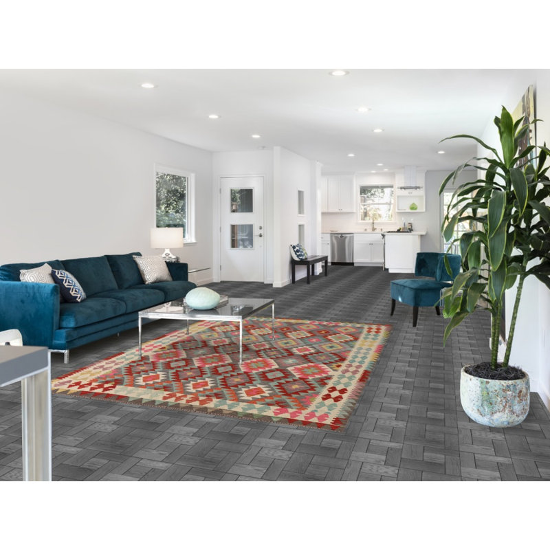 Tapis multicolore en laine réversible Kilim 6 x 8