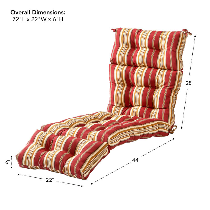 Coussin de chaise longue d'extérieur capitonné Shipton, Rayure Roma