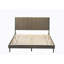 Lit plateforme Alaria en brun et gris patiné, base de lit, lit tapissier