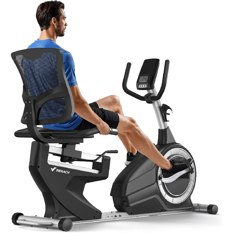 Vélo d'exercice MERACH, résistance magnétique avec poignées de fréquence cardiaque et moniteur ACL pour personnes âgées
