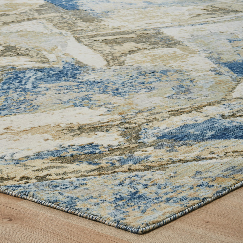 Berget Wool Abstract Area Rug, Rectangle 7'6" x 9'6"